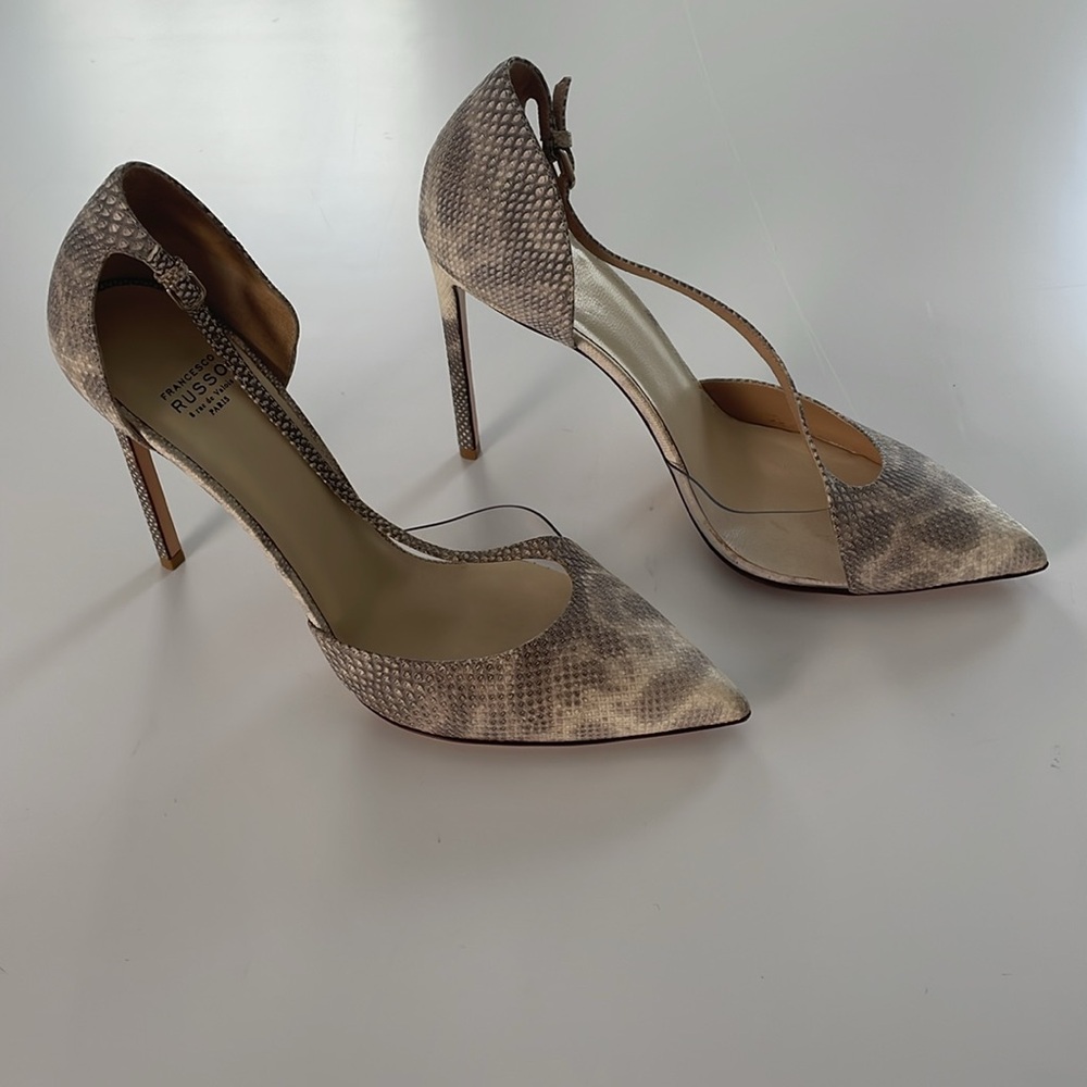 FRANCESCO RUSSO Paris Leather Plexi Pumps Heels. 40. - Picture 4 of 11